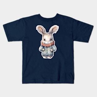 Bunny in a winter jacket and scarf Kids T-Shirt